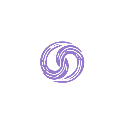 Logo Colabi: duas formas semi circulares lilás com branco formam um círculo, como se estivessem em movimento. 