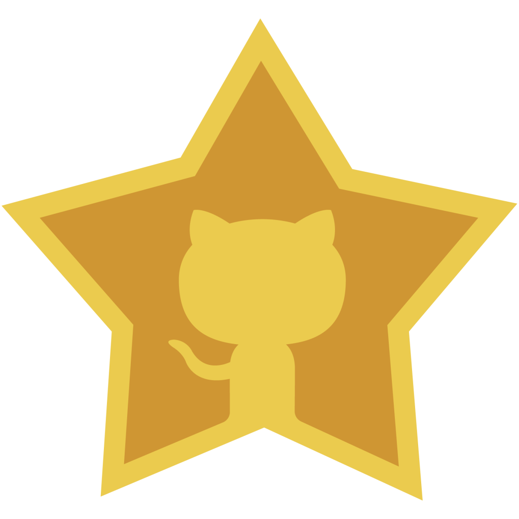 Imagem de estrela do GitHub contendo 2 tons de amarelo. As bordas seguem o contorno da estrela de 5 pontos e são de um amarelo claro e, centralizado na parte inferior, percebemos o Octocat (mascote do GitHub) emergindo até o centro da estrela. Dentro da estrela, temos um amarelo mais escuro como plano de fundo. 